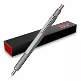 rOtring 600 Gelschreiber | 0,55 mm | Schwarze Tinte | Silberfarbenes Schreibgerät mit Metallschaft | Rutschfeste, gerändelte Griffzone und Sechskantschaft | Nachfüllbar