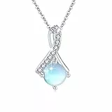 CUOKA MIRACLE Mondstein Halskette 925 Sterling Silber Regenbogen Anhänger Kette Mädchen Schmuck Geschenk für Damen Kinder
