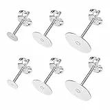 Silber 925 Ohrringe Ohrstecker Rohlinge, hypoallergen 36 Stück Ohrstecker flache Selber Machen Set Ohrstecker Ohrstecker mit Schmetterlings Ohrring Verschlüssen für die Schmuckherstellung 4/6/8 mm