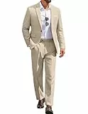 Coofandy Herrenanzüge, Klassische Passform, 2-teiliges Anzug-Set, EIN-Knopf-Anzug, lässiger Blazer, Hochzeit, Business-Anzug, Hellkhaki, L