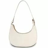 Camilife Halbmond Schultertasche für Damen, PU Leder, Reißverschluss, Retro-Design, Y2k Mode, Hobo Bag, 30 x 25 x 15 cm (Beige)