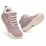 SAGUARO Barfuss Schuhe Damen Winter Barfußschuhe Winterschuhe Gefüttert Winterstiefel Wasserabweisend Winterboots Schneeschuhe für Winterspaziergänge & Leichte Wanderungen Lila, Gr.40
