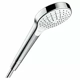 hansgrohe Croma Select S - Duschkopf, Handbrause mit 3 Strahlarten, runde Duschbrause (110 mm), Brausekopf mit Antikalk-Funktion, Weiß/Chrom, 26802400
