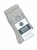Seaside No.64 - Socken mit maritimer Botschaft - Tennissocken im nordischen Stil - farbige Strümpfe mit Schriftzug - Unisex auch für alle Landratten (Moingiorno - taupe/weiß, M = 41-46)