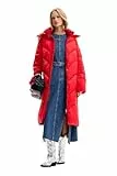 Desigual Women's Woman Woven Padded Long Overcoat, RED, 32