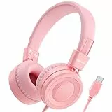 Bywulanda Upgrade USB Typ C Kinder Kopfhörer für die Schule, 94 dB sichere Lautstärke begrenzt, HD-Stereo-Sound, Faltbare, leichte On-Ear-Kopfhörer für Jungen/Mädchen/Studenten/Tablet/Reisen