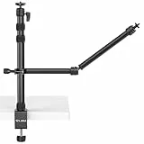 PICTRON LS11 Kamerahalterung Schreibtischständer mit Hilfs-Haltearm, Flexible Overhead Kamera Webcam Tisch C-Klemme Multi Ständer für Fotografie Videografie Live Stream