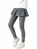 LOLANTA Mädchen Leggings, Baumwoll-Stretch-Leggings mit Rüschenrock, lässiger Alltags-Hosenrock für Kinder, EisenGrau, 10-11 Jahre, 150