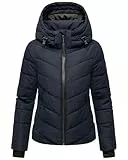 MARIKOO Damen Winterjacke warme Steppjacke mit abnehmbarer Kapuze Samuiaa XVI Navy Gr. XXL