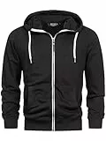 Indicode Herren INChristos Sweatjacke mit Kapuze und Reißverschluss | Hooded Jacket Kapuzenjacke für Männer Black, L