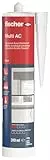 fischer Acryldichtstoff Multi AC, geruchsarme Dichtmasse, elastoplastisches Maleracryl für Fugen im Innenbereich, Fugenmasse für z.B. Ausbesserungen & Risse im Mauerwerk, 310 ml, weiß