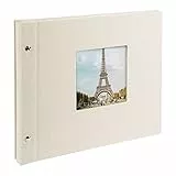 goldbuch 26823 Schraubalbum mit Bildausschnitt, Bella Vista, 30x25 cm, Fotoalbum mit 40 weiße Seiten mit Pergamin-Trennblättern, Album erweiterbar, Fotobuch aus Leinen, Sandgrau, 30 x 25 cm
