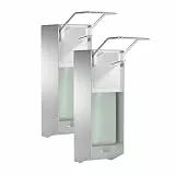 HOUSEHOLD WORLD Eurospender 1000MLx2, Seifenspender Wandbefestigung, Soap Dispenser Mit Ellbogendruck Für Desinfektionsmittel Und Handseifen, Weißer Seifenspender, Aluminium