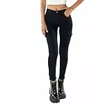 Nina Carter Damen S353 Cargohosen Skinny Fit Jeanshosen Cargo Jeans Stretchjeans Cargojeans Used Look (Schwarz (S353), XS)