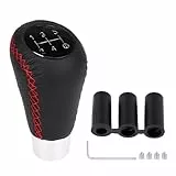 QWORK® Universal Schaltknauf 5 Gang aus Hochwertigem Leder, Auto Schalthebel, mit Adaptergrößen 8MM, 10MM, 12MM,14MM