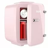 YASHE Mini Kühlschrank, 4 Liter Mini-Kühlschränke für Kosmetik, Getränke, 220V AC/ 12V DC Thermoelektrische Kühlung und Erwärmung, Kleiner Kühlschrank für Schlafzimmer, Büro, Wohnheim, Auto (Rosa)
