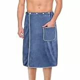 Aomig Saunakilt Herren Elastisch Verdicktes Badetuch Verstellbare Größe Schnapp-Badetuch Kilt Herren Großes Schnell Trocknendes Saunatuch für Fitnessstudio Dusche Sauna Spa Strand (Blau, 80 * 150cm)