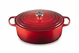 Le Creuset Signature Gusseisen-Bräter mit Deckel, Ø 33 cm, Oval, Für alle Herdarten und Induktion geeignet, Volumen: 7,5 l, 6,595 kg, Kirschrot, 21178330602430