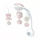 Infantino 3-in-1 Projektor Musik-Mobile, Umwandelbares Mobile, Lichtprojektor für Tisch & Kinderbett mit Weckmodus zur Tageslichtsimulation, Inkl. 6 Melodien & 4 Naturgeräuschen, Staubiges Rosa
