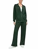 Terecey Jogginganzug Damen Langarm Trainingsanzug Freizeitanzug Set 2 Teilig Sportanzug Sportbekleidung Komfortables Zweiteiler Zipper Jacke und Kordelzug Sporthose Set, Basilikum Grün