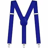 Aomig Hosenträger für Herren, Breit 3,5 cm mit Starken Metall Clips, Einstellbar und Elastisch Y Form, Einheitsgröße für Männer und Damen Arbeitshosen (Blau)
