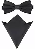 Ladeheid Herren Schmale Fliege & Einstecktuch Set M/P (12cm x 6cm, 22cm x 22cm, Graphit)
