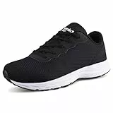 Knixmax Outdoor Herren Damen Extra Weit Laufschuhe Walking Schuhe Breite Turnschuhe Leichte und Atmungsaktive Trainer Bequeme Fitnessschuhe Schwarz EU46