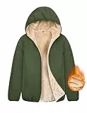 CMTOP Winterjacke Damen Fleece Hoodie Gefüttert Sweatjacke Herbst Winter Fleecejacke mit Kapuze Warm Wintermantel Reißverschluss Jacke Casual Kapuzenpullover mit Taschen(Armeegrün, L)