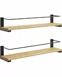OROPY 2er Pack Gewürzregale Wandmontage für Küche, Gewürzhalter Organizer Hängend aus Kiefernholz, Küchenregal Wand Holz für Schranktür, Ankerkrautgläser, Gewürzdosen - Kiefernholz, 40x9cm