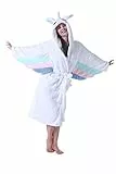 ATOZ Bademantel Einhorn Flanell Erwachsene Tierpyjamas Kapuzen-Bademantel Karikatur Nachthemd Für S