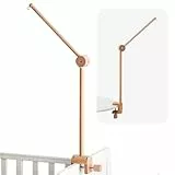 let's make Mobile Halterung Holz für Babybet, Höhenverstellbarer & 360° Drehbarer Mobile-Arm mit Erweiterter Gebogener Basis, Mobile-Halterung fürs Babybett, Babybett-Zubehör, Kinderzimmer-Deko