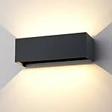 Klighten 30W Außenlampe Außenwandleuchte Anthrazit, Aussenleuchte Aussenlampe Wand UP Down, IP65, Wandleuchten Innen/Außen Mit Einstellbar Abstrahlwinkel,für Wohnzimmer Garten, Warmweiß 3000K