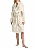 CALIDA Lounge Holidays Bademantel Damen, innen sehr saugfähig, außen kuschelig weich, mit Gürtelschlaufen und zwei aufgesetzten Taschen, Länge 105cm charm cream 44-46
