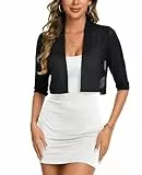 MINTLIMIT Boleros Für Damen Mesh Strickjacke Crop Cardigan Offene Leichte Transparent (Schwarz M)