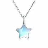 CUOKA Regenbogen-Anhänger-Mondstein Halskette 925 Sterling Silber - Schmuck-Geschenk für Damen und Mädchen
