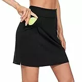 M MOTEEPI Tennisrock Damen Hosenrock Damen Sommer Golfrock 18' Skort Rock mit Hose Tennisrock mit 4 Taschen Schwarz M