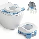 DEANIC Toilettensitz Kinder, Töpfchen Training Sitze, Reisetöpfchen 2-IN-1 Unterwegs Potty Seat Baby Faltbare Tragbar mit 60 Einweg Töpfchen Einlagen (Blau)