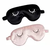 2 Stück Schlafmaske Frauen, Erwachsener Augenmaske Schlafmaske Sleeping Mask, Schlafmaske Kinder, Lustig Weiche Schlafbrille Frauen Herren Bequem Licht Blockierende Nachtmaske（Rosa, Schwarz）