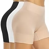 SIMIYA Radlerhose Damen Kurz Unterhosen Unter Kleid Shorts High Waist Kurze Hose Nahtlose Hotpants Sommer Boxershorts Slip Shorts 3er Pack,Schwarz+Beige+Weiß,M