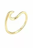 Elli Ring Damen Welle Strand Maritim in 925 Sterling Silber Vergoldet