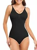 Wealurre Shapewear Damen Body Shaper Effektive Bauchweg Stark Bodysuit Formende Bodys Miederbody (W999XL/XXL Black)