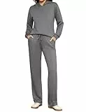 Totatuit Damen Jogginganzug Set mit Kapuze und Lange Hose Eleganter Freizeitanzug für Sport und Zuhause Grau M