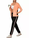 Uniexcosm Jogginganzug Damen Set Lang Trainingsanzug Zweiteiler Frauen Farbkontrast Freizeitanzug Langarm Reißverschluss Tracksuit & Sporthose Sportanzug Rosa-1 XXL