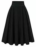 Belle Poque Schwarzer Rock für Frauen Vintage Rockabilly Rock für Party Vielseitiger Kordrock Schwarz BP0859-01 S