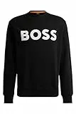 BOSS Herren WeBasicCrew Relaxed-Fit Sweatshirt aus Baumwoll-Terry mit gummiertem Logo-Print Schwarz001 M