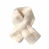 iSpchen Kunstpelz Schal Winter Warmer Plüsch-Schal Mädchen Pelzkragen Fellkragen Kunstpelz Fell Schal Damen Kunst Pelz Schal,Weiß Plüschschal Mädchen Plüsch Warmer Schal für Skifahren Reiten
