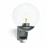 Steinel Außenwandleuchte L 585 S anthrazit, 180° Bewegungsmelder, Max.10 m Reichweite, klassisch, mundgeblasenes Glas, 229 x 215 x 312 mm
