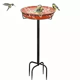 Giyiprpi Vogeltränke Garten Stehend, 35.5in Vogelbad, Wassertränke Frostsicher Winterfest Mit Wasserstelle Futter Schale (C)