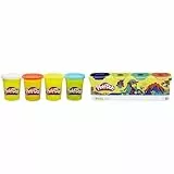 Play-Doh E4867ES0 4er Pack WILD, Knete für fantasievolles und kreatives Spielen & B6508ES0 Hasbro B6508EL2-4er Pack Grundfarben Knete, für fantasievolles und kreatives Spielen, blau, gelb, rot, weiß