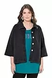 MIAMODA Damen große Größen Übergrößen Plus Size Jeansjacke, A-Linie, Cape-Form, Stehkragen schwarz 54 848617100-54